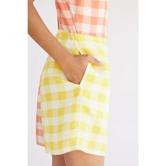 Anthropologie Farm Rio Gingham Contrast Romper red, yellow, blue, white, size M - Picture 4 of 11
